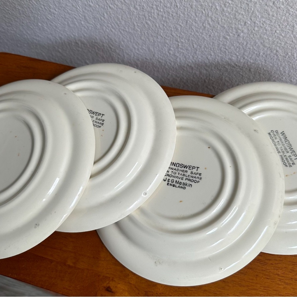 Set of 4 Vintage J & G Meakin England Windswept Brown 7in Plates Antique - Picture 2 of 5